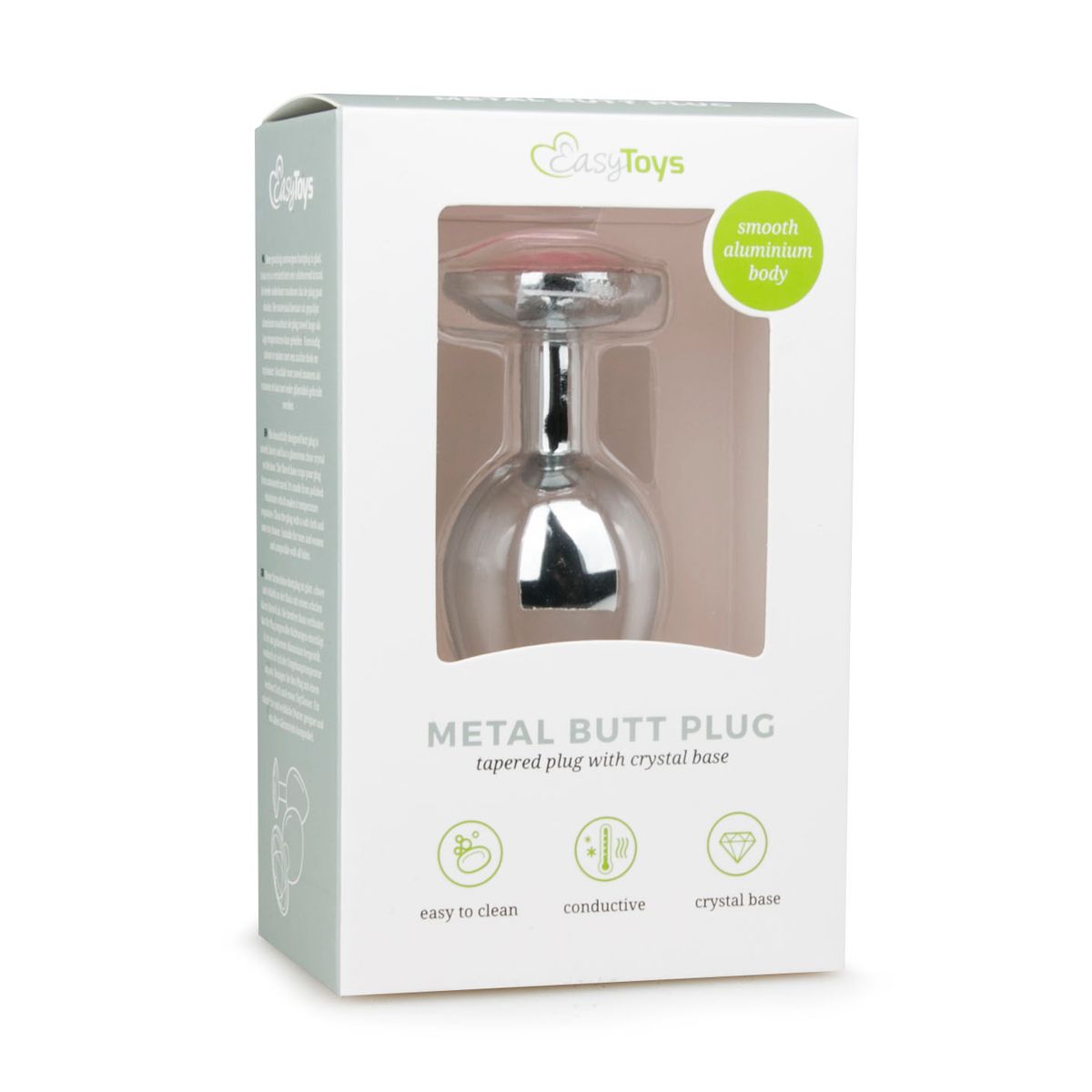Metal Butt Plug Silver/Pink - M - Billede 2