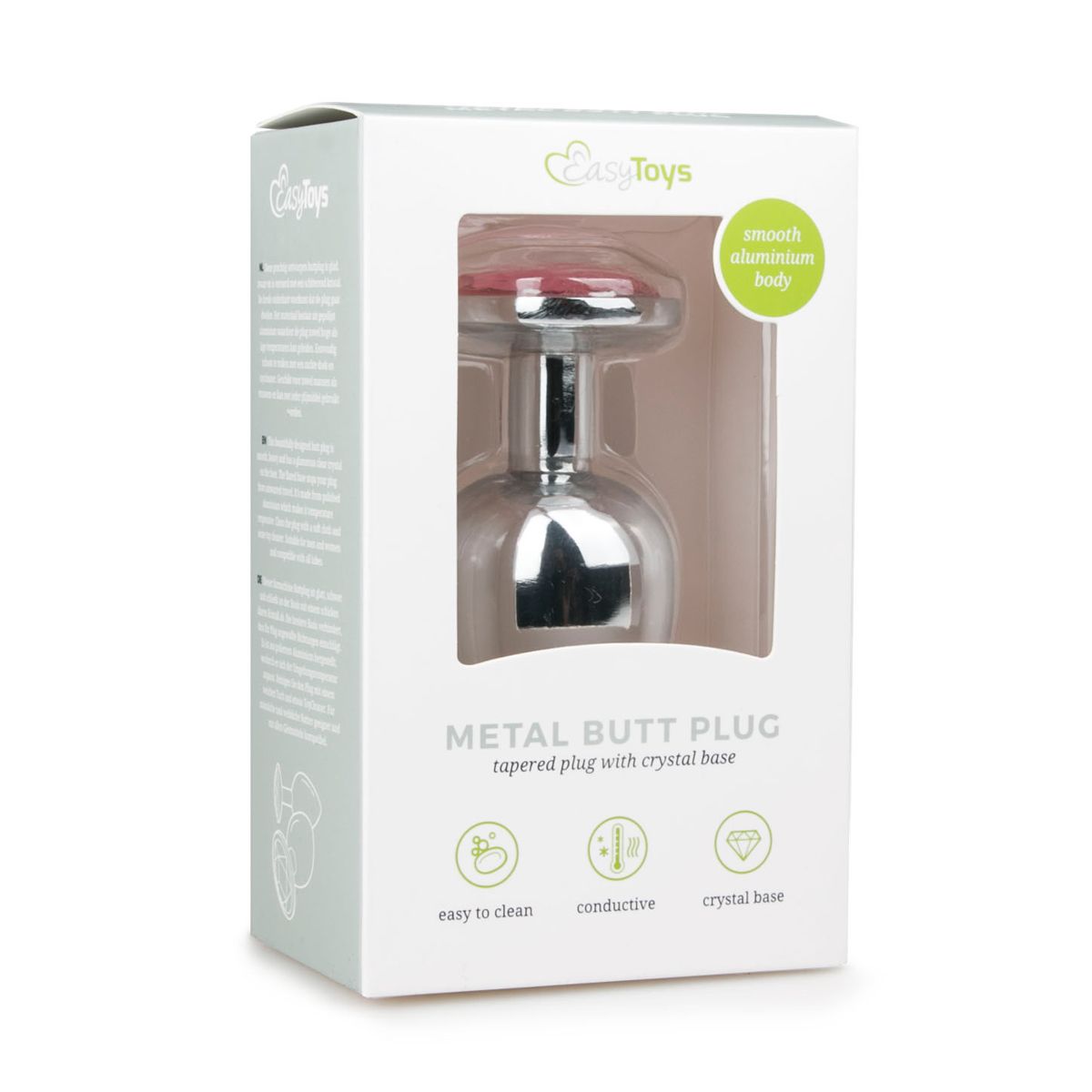 Metal Butt Plug Silver/Pink - L - Billede 2