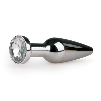 Metal Butt Plug Silver/Clear - L