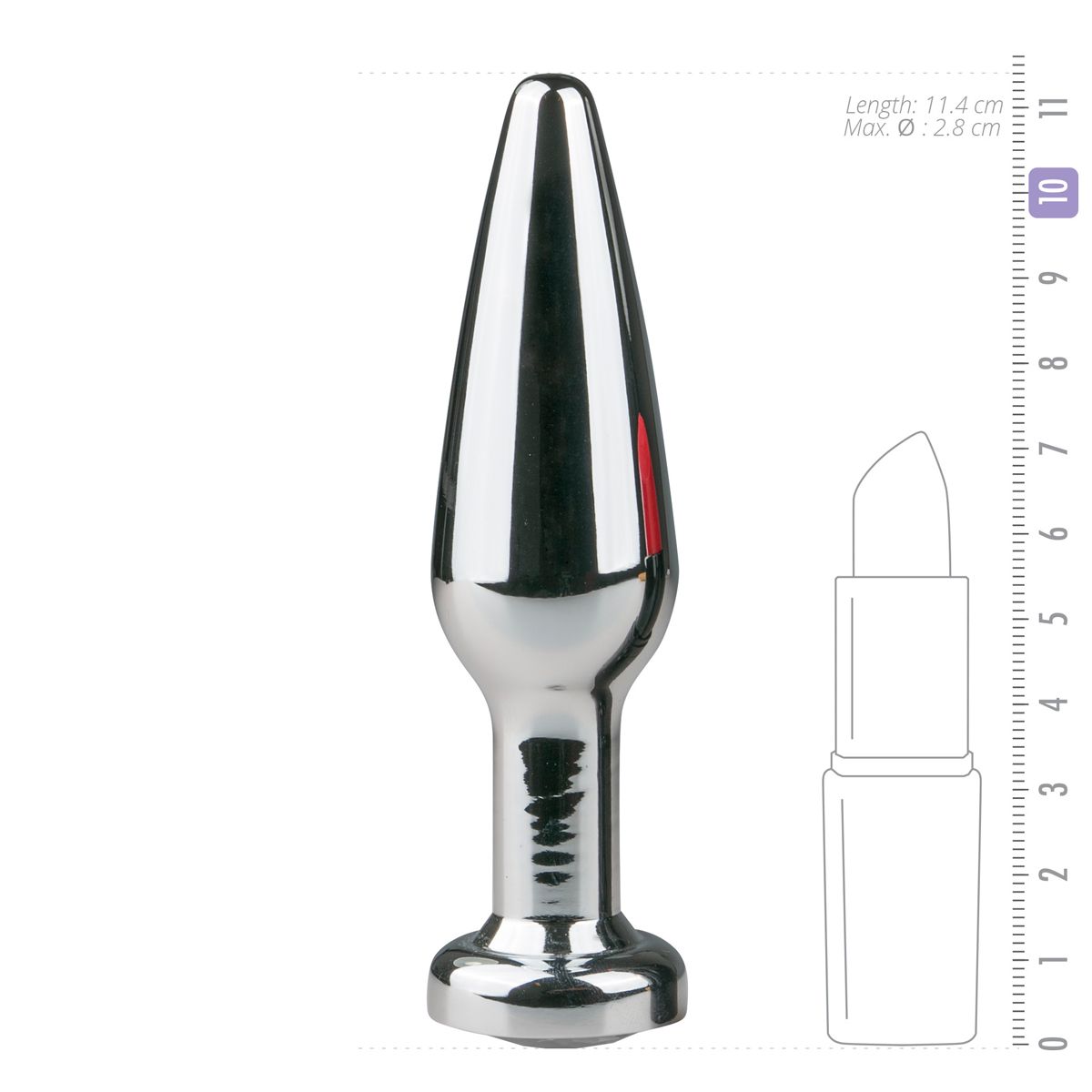 Metal Butt Plug Silver/Clear - L - Billede 4