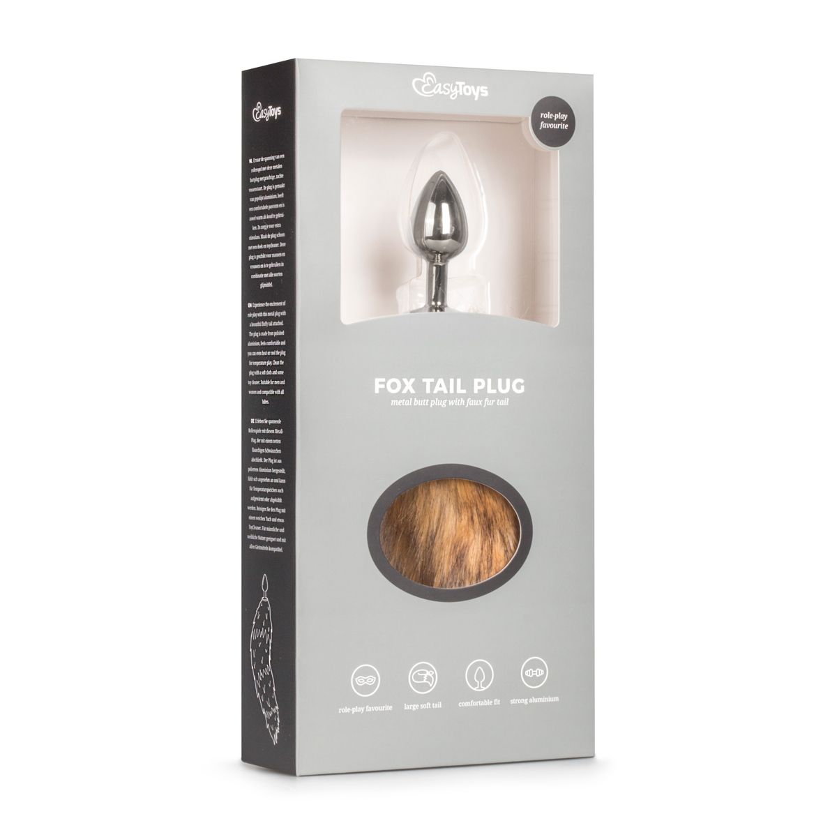 Easytoys Fetish - Butt Plug Silver – Beige Fox Tail - Billede 5
