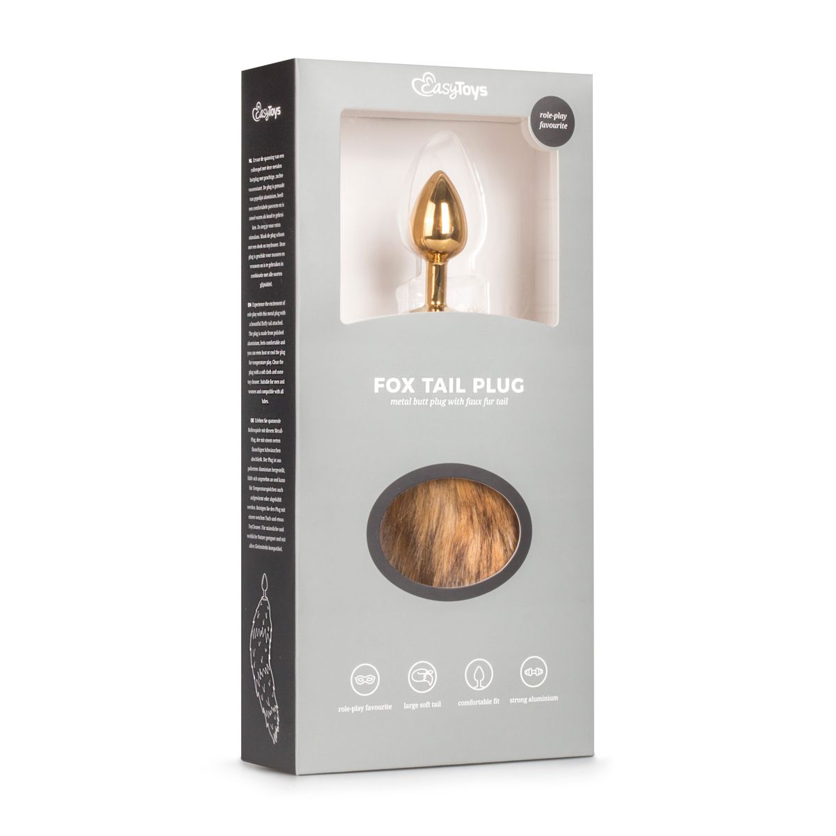 Easytoys Fetish - Butt Plug Gold – Beige Fox Tail - Billede 5