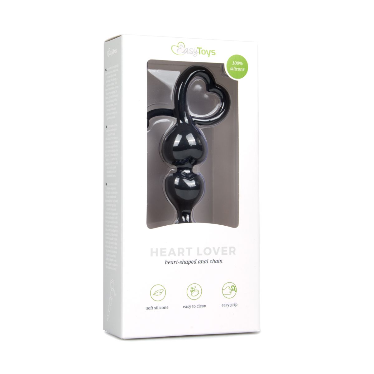 Black Anal Beads Heart Handle - Billede 2
