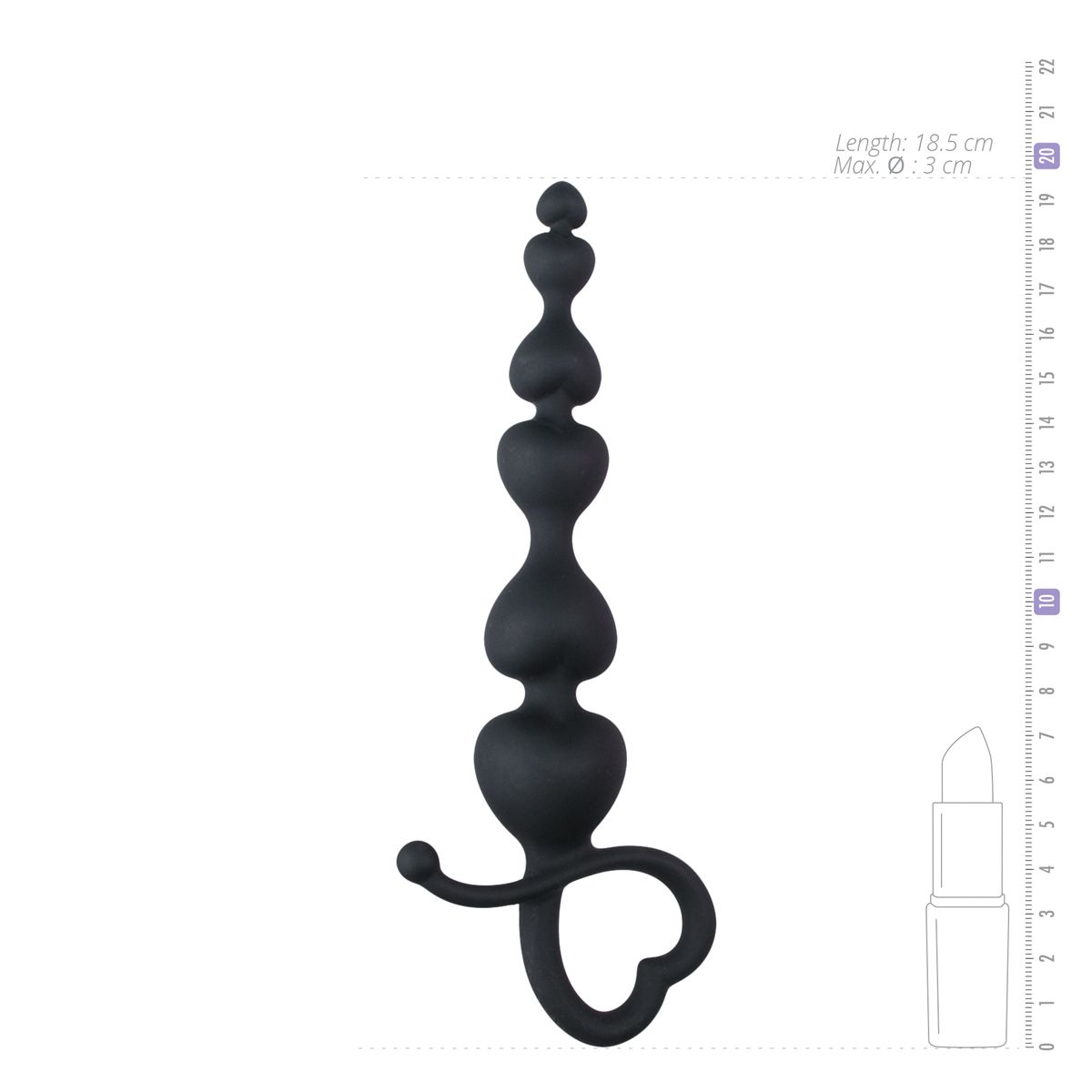 Black Anal Beads Heart Handle - Billede 4