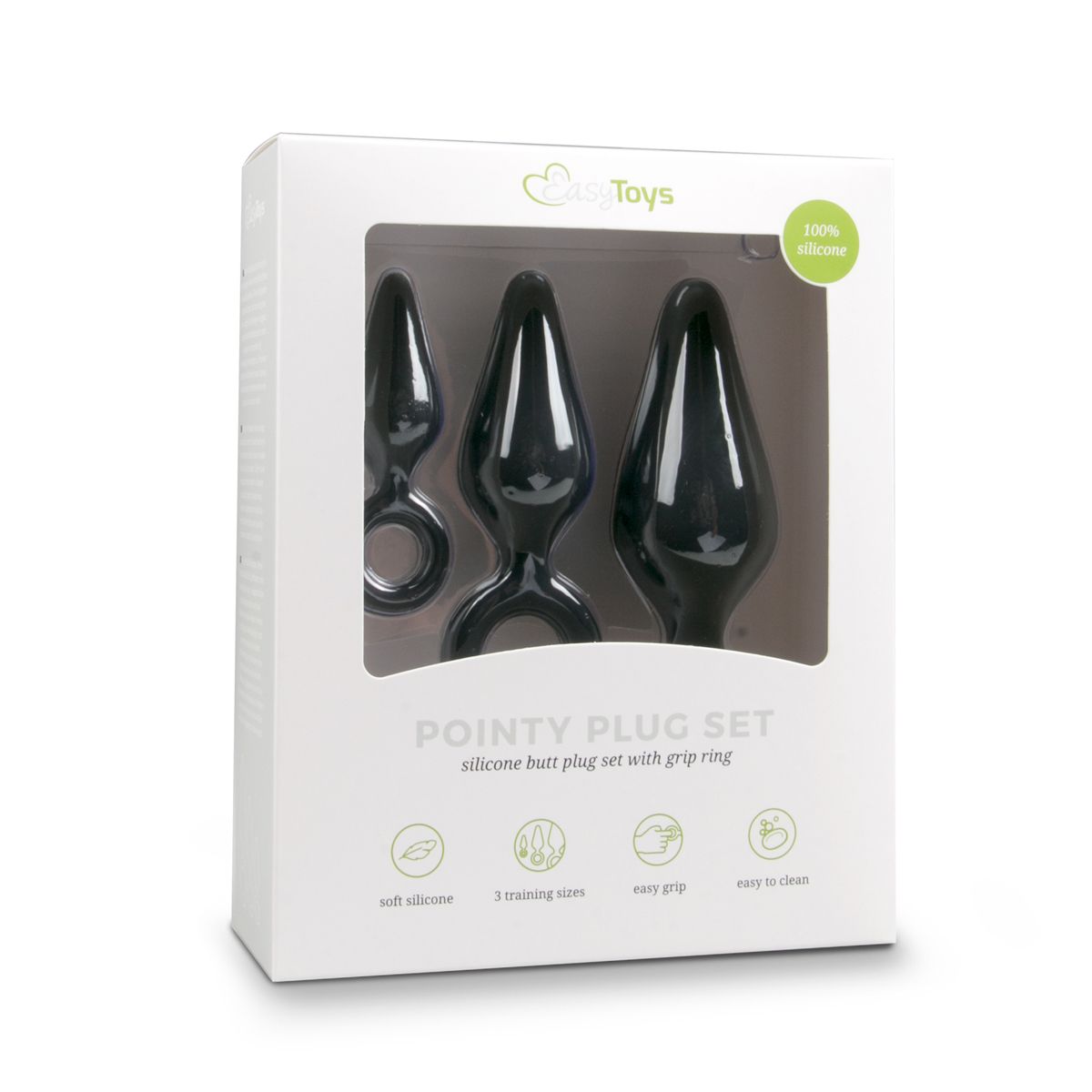 Black Buttplugs With Pull Ring - Set - Billede 2