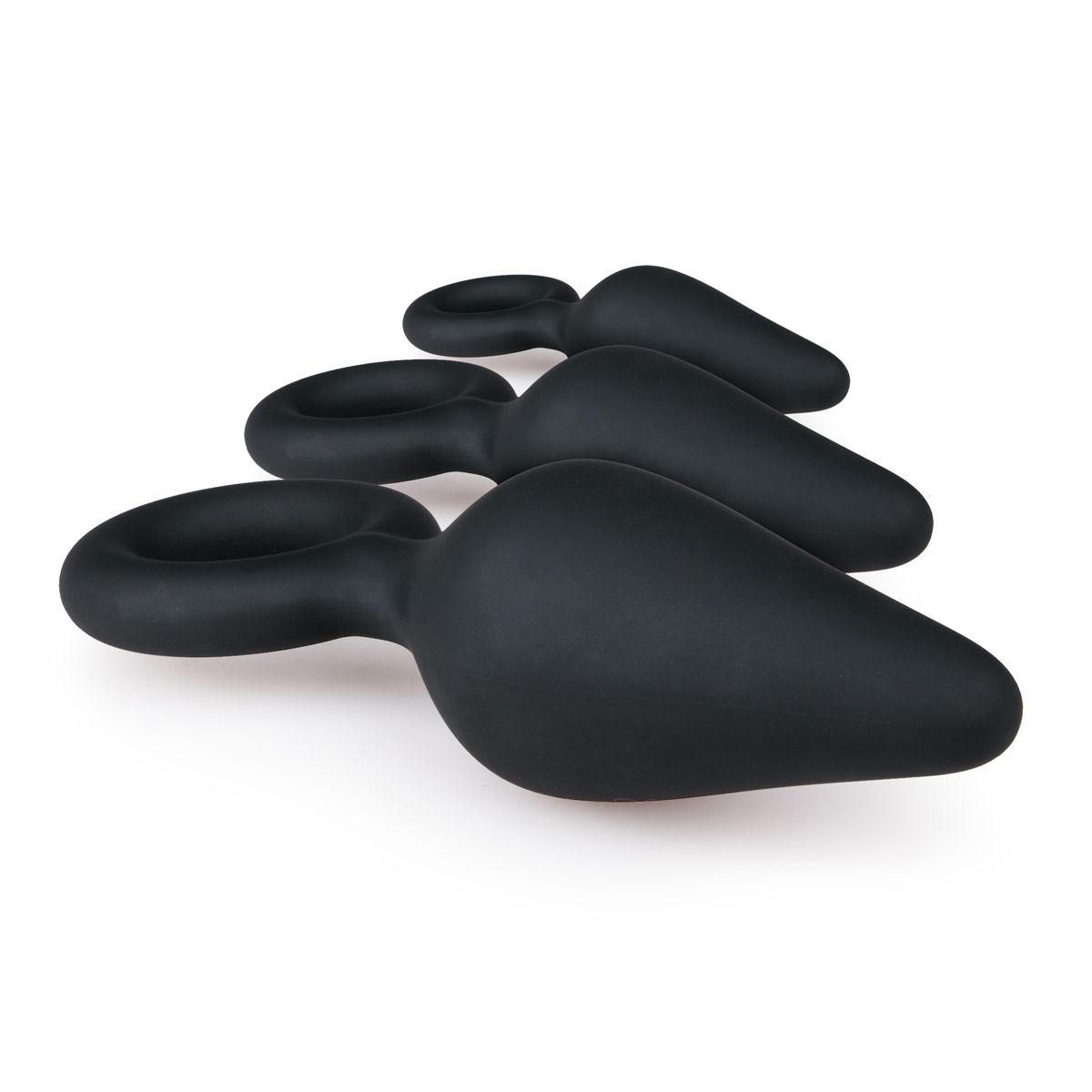 Black Buttplugs With Pull Ring - Set - Billede 3