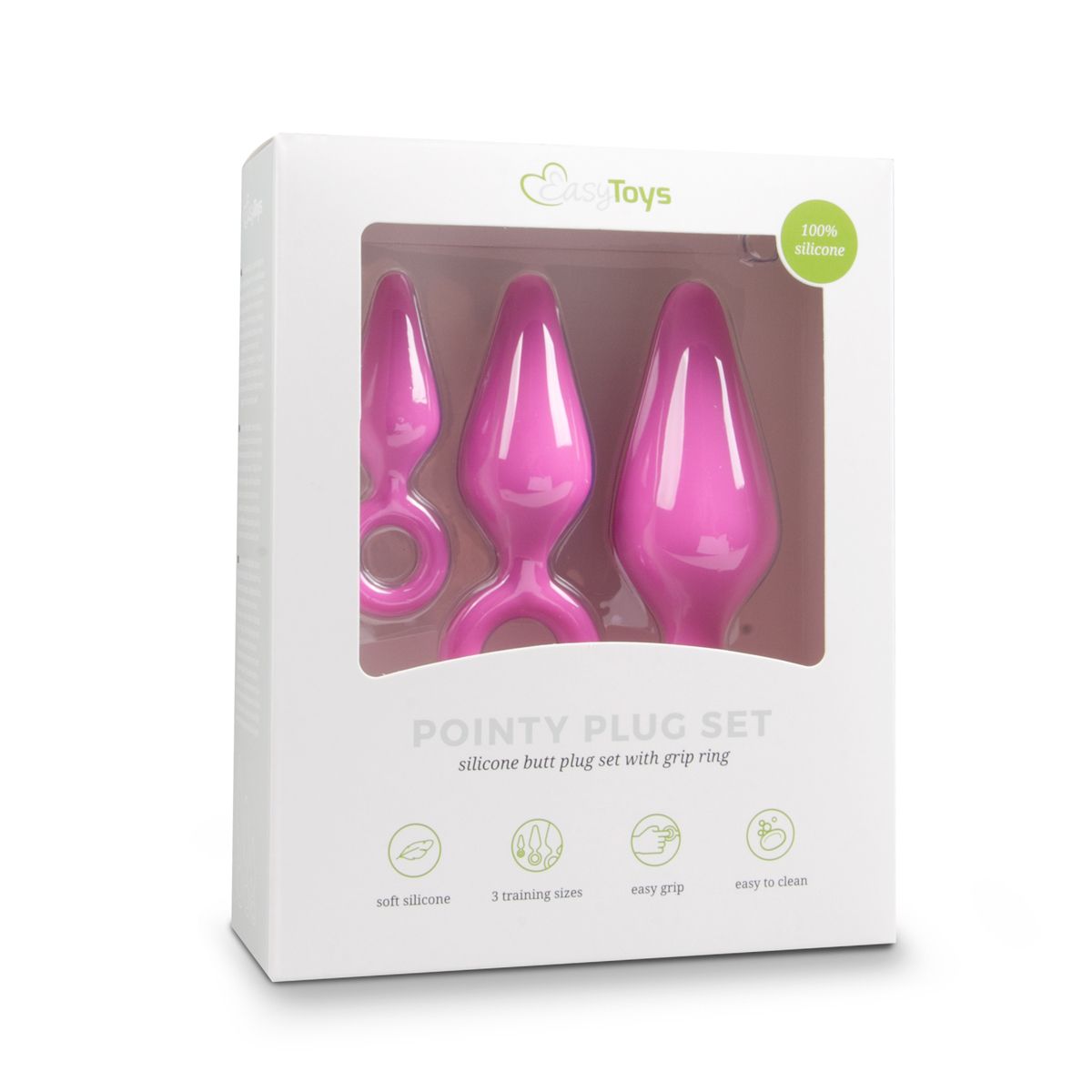 Pink Buttplugs With Pull Ring - Set - Billede 2