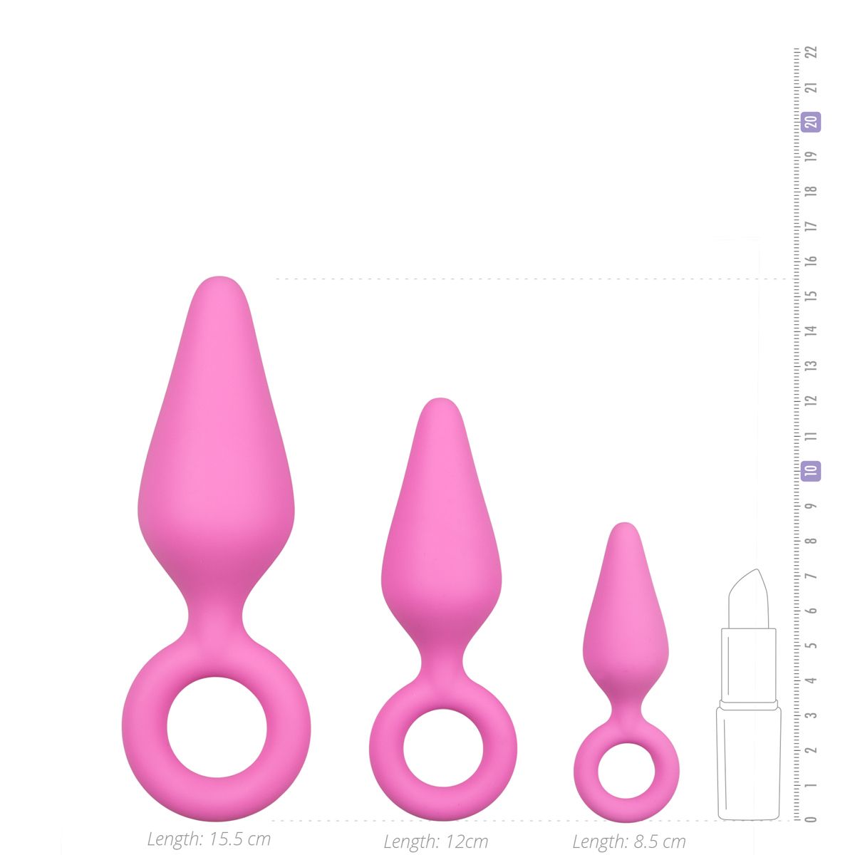 Pink Buttplugs With Pull Ring - Set - Billede 4