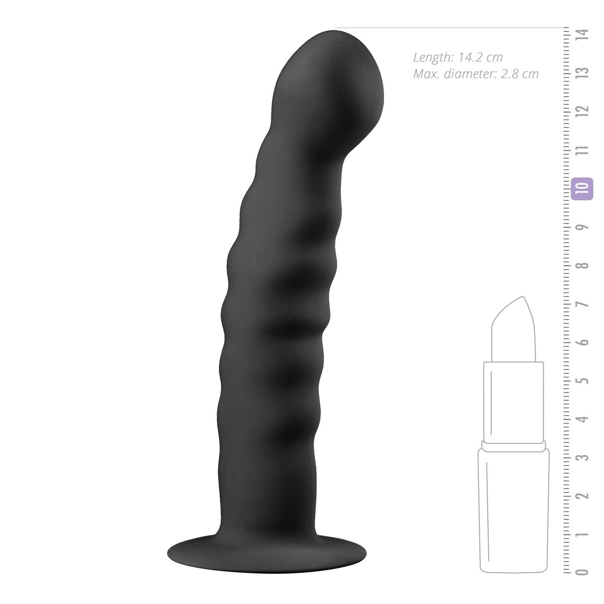 Silicone Suction Cup Dildo - Black - Billede 3