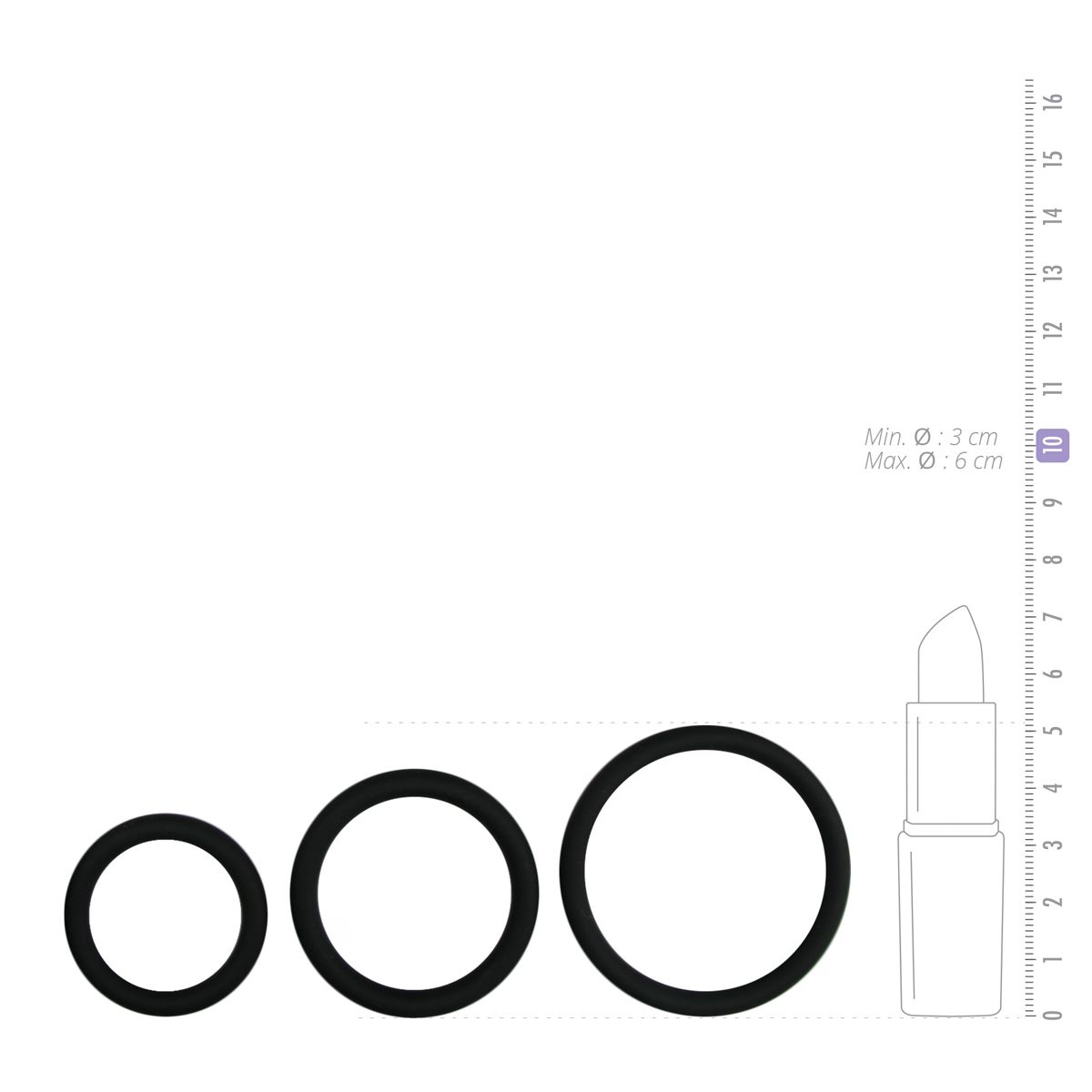 Three Size Cockring Set - Black - Billede 3