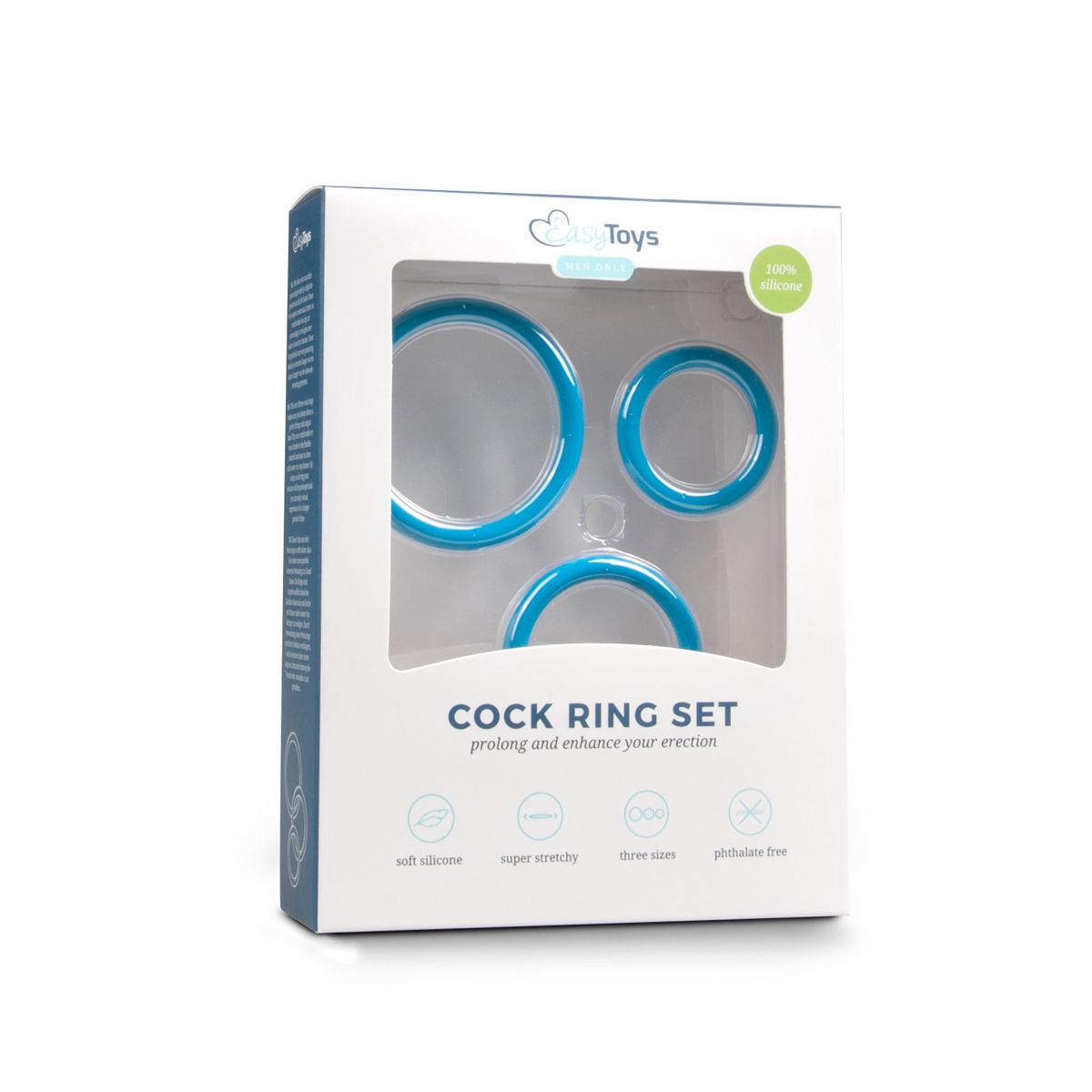 Three Size Cock Ring Set - Blue - Billede 2