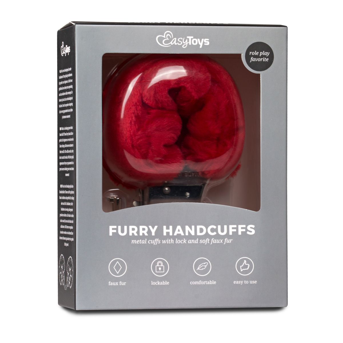 Easytoys Fetish - Furry Handcuffs - Red - Billede 2