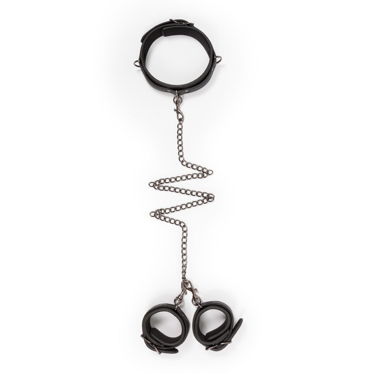 Easytoys Fetish - Leather Collar With Handcuffs - Black - Billede 2