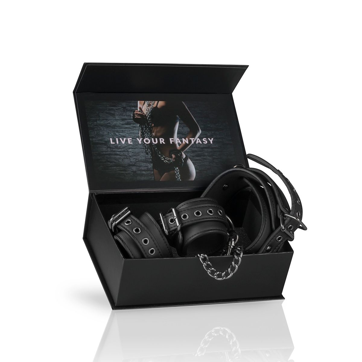 Easytoys Fetish - Leather Collar With Handcuffs - Black - Billede 4