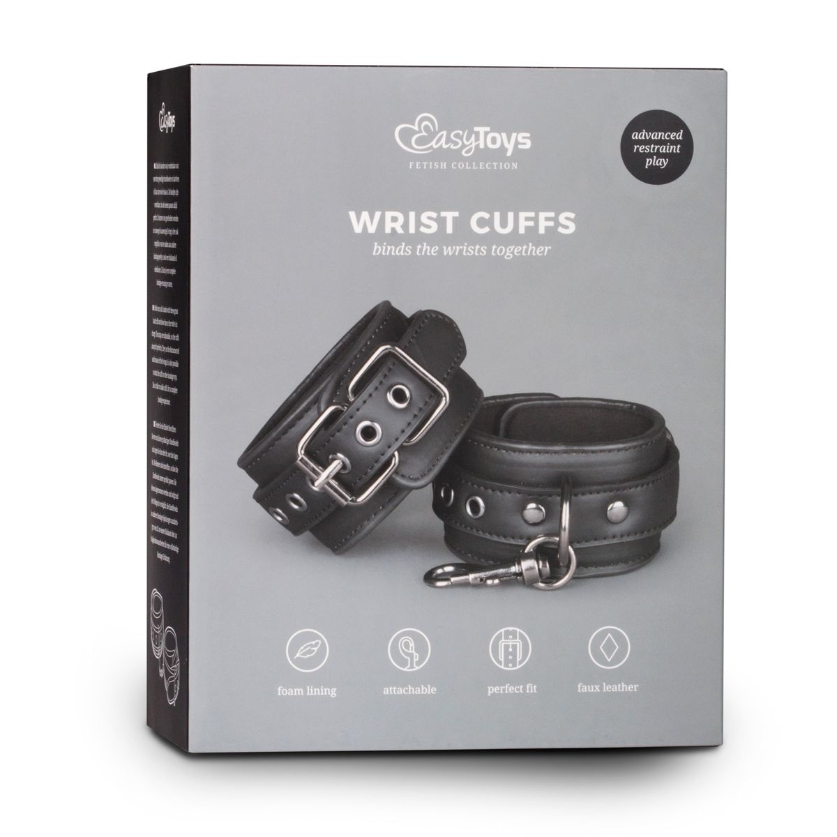 Easytoys Fetish - Faux Leather Handcuffs - Black - Billede 7