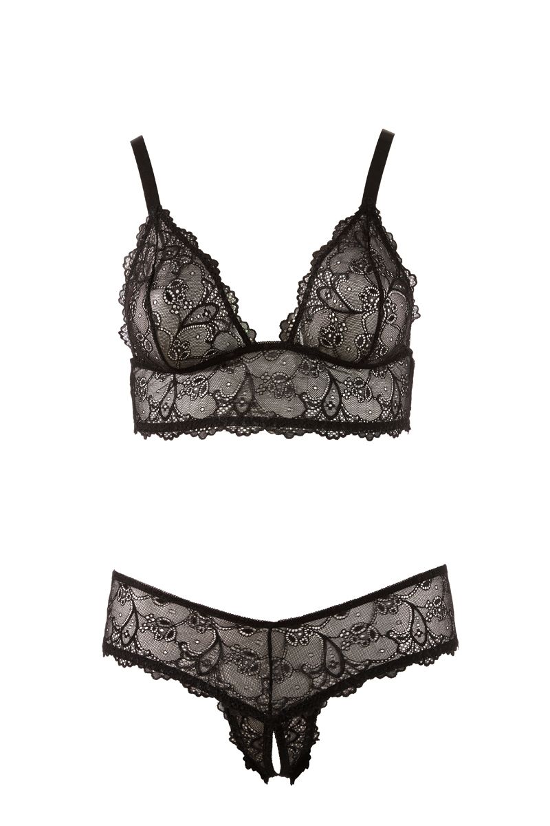 Cottelli Collection - Bra and crotchless G-string - Billede 4
