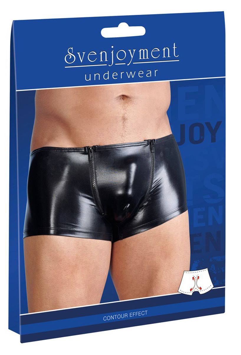 Wet look Men's Zippered Boxers - Billede 3