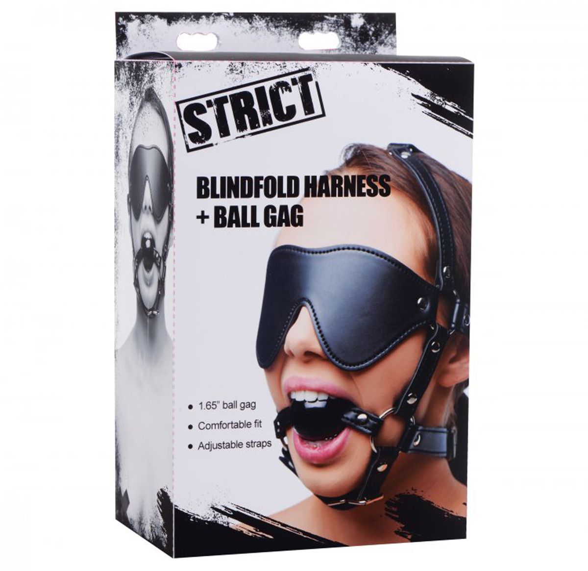 STRICT - Blindfold Harness and Ball Gag - Billede 4