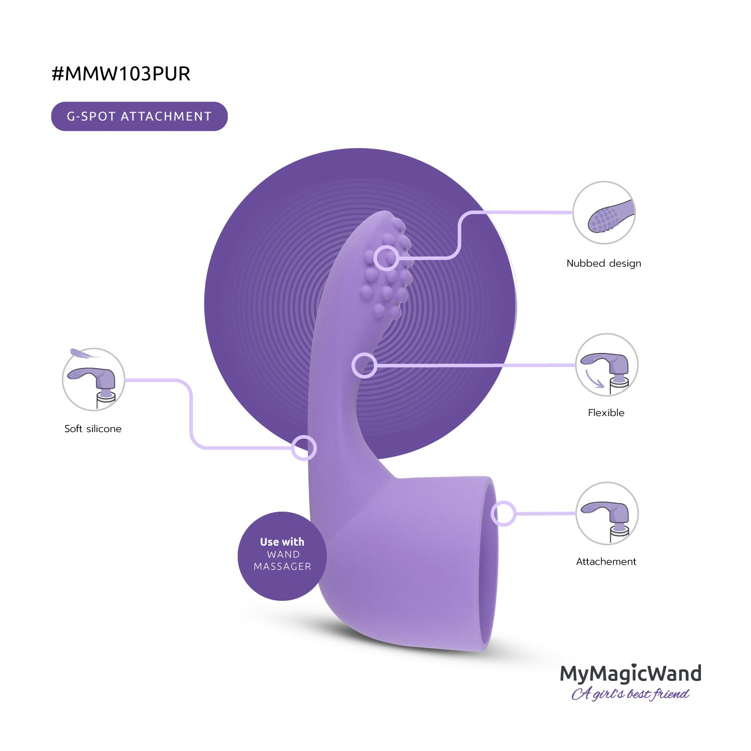 MyMagicWand G-Spot Attachment - Purple - Billede 7